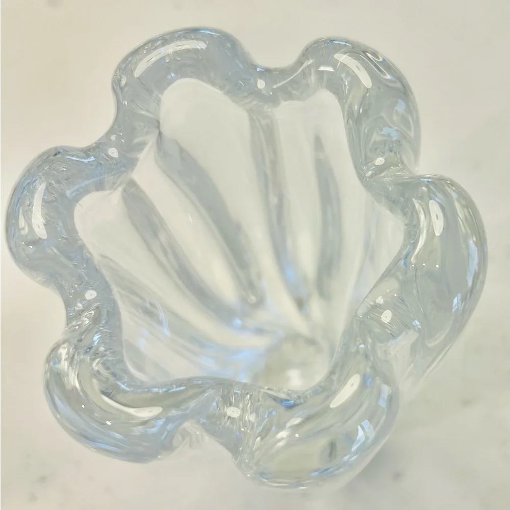 Signed Orrefors “Waterfall” Vase Edvin Öhrström 1940s Swedish Crystal MCM 8”